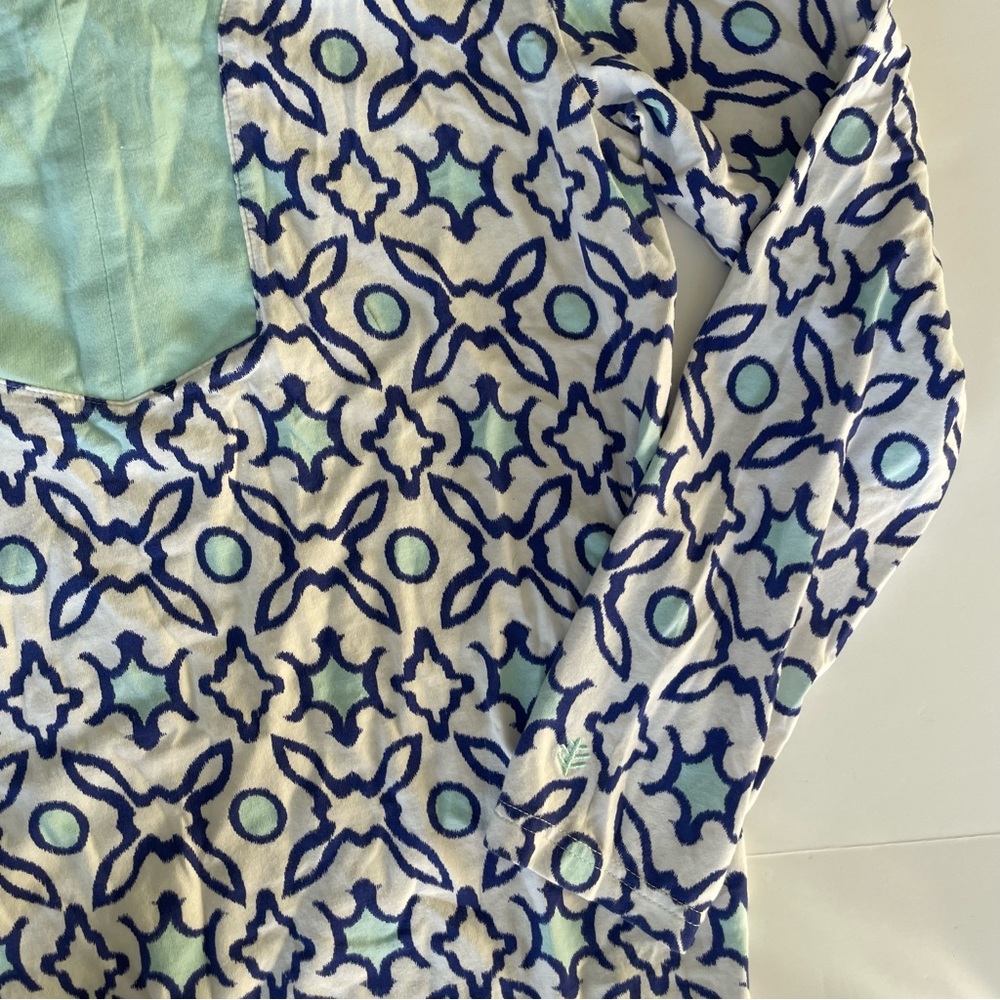 Coolibar UV Protection 3/4 Sleeve Tunic Top White Blue 50+ UPF Women Size Large - Picture 3 of 10